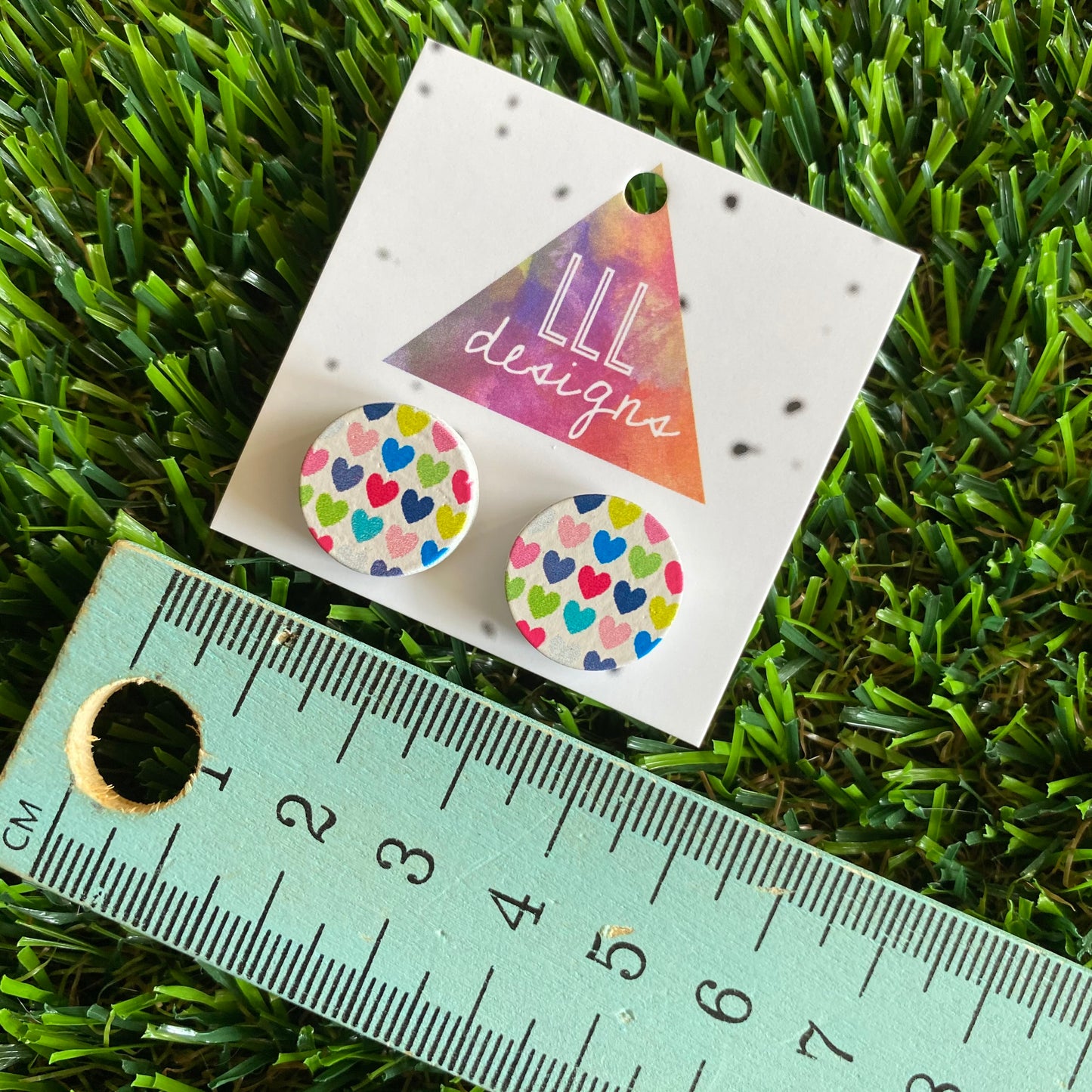 Rainbow Love - Printed Timber Stud Earrings.