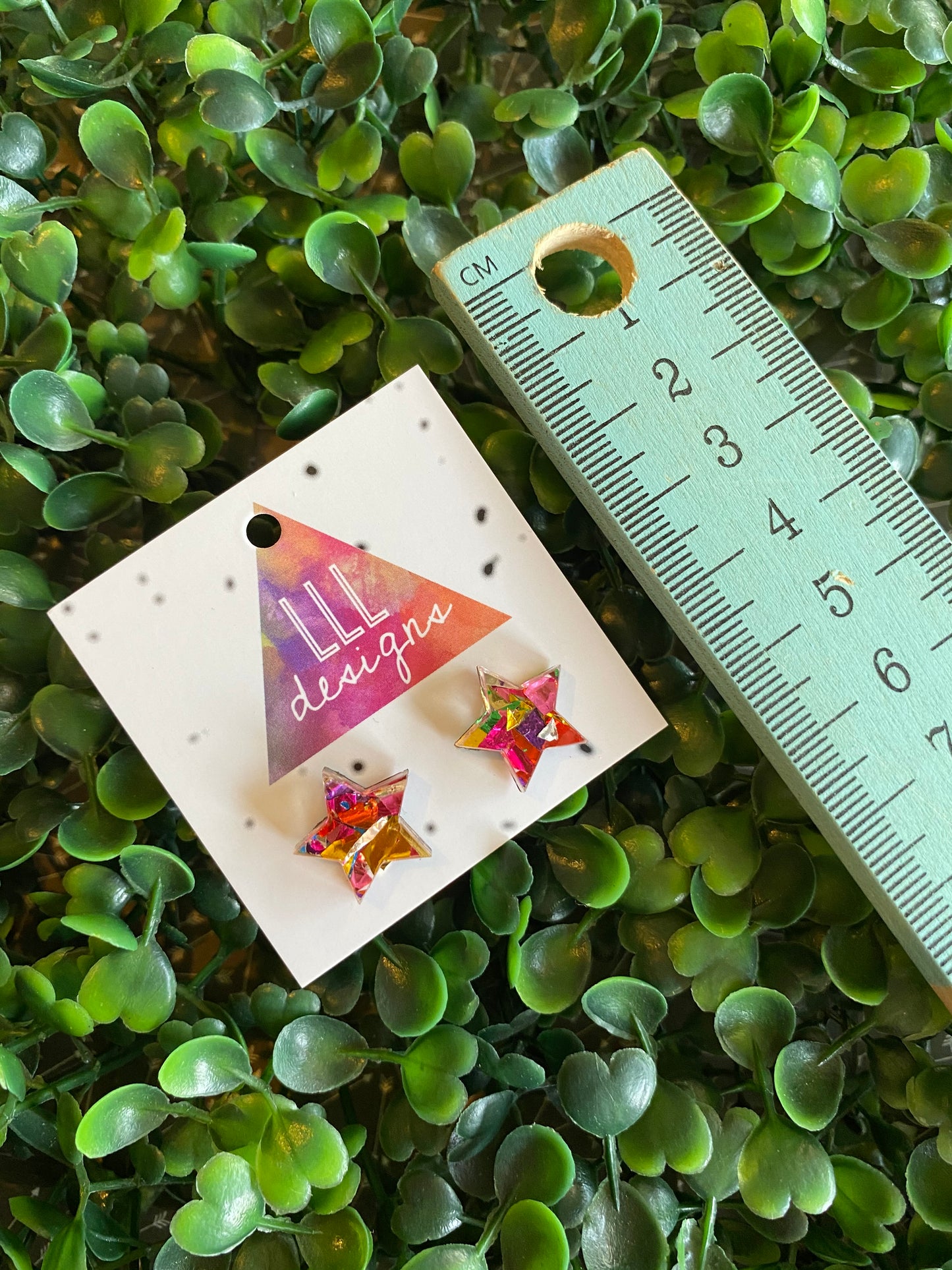 Rainbow Metallic Glitz Star Statement Stud Earrings (perfect star)