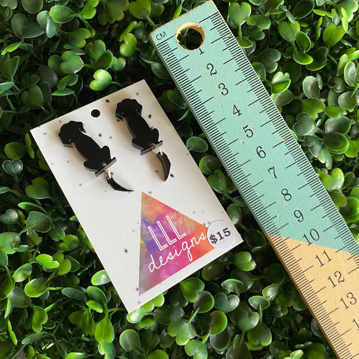 Dog Earrings. Sitting Pretty Doggo Earrings with Wagging Tails. Just what Every Dog Lover Needs :) (Black)