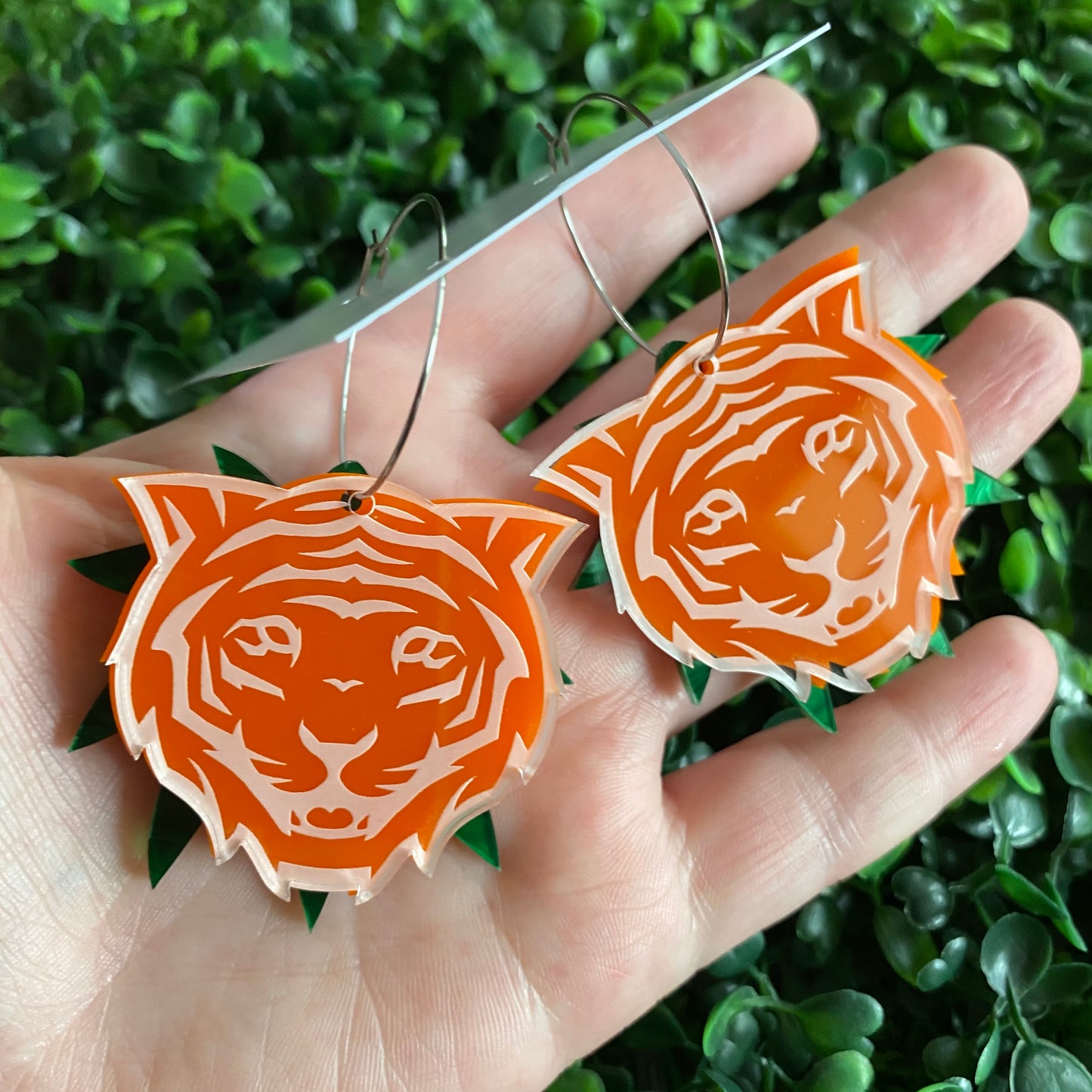Tiger Earrings. Orange Layered Tiger Hoops. With Multi Functionality!