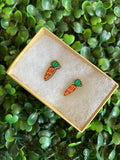 Carrot Earrings - Detailed Hand Painted Bamboo Earrings.