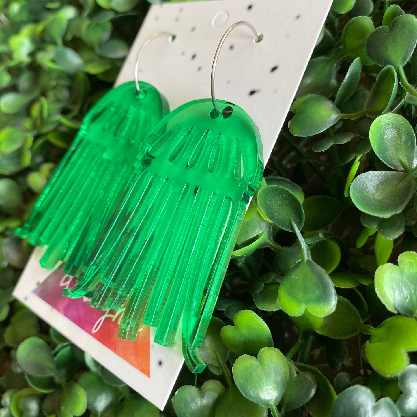 Jellyfish Earrings. Stunning Translucent Green Jellyfish Hoop Earrings. THe Hoops allow them to Wiggle and Dance as you move :)
