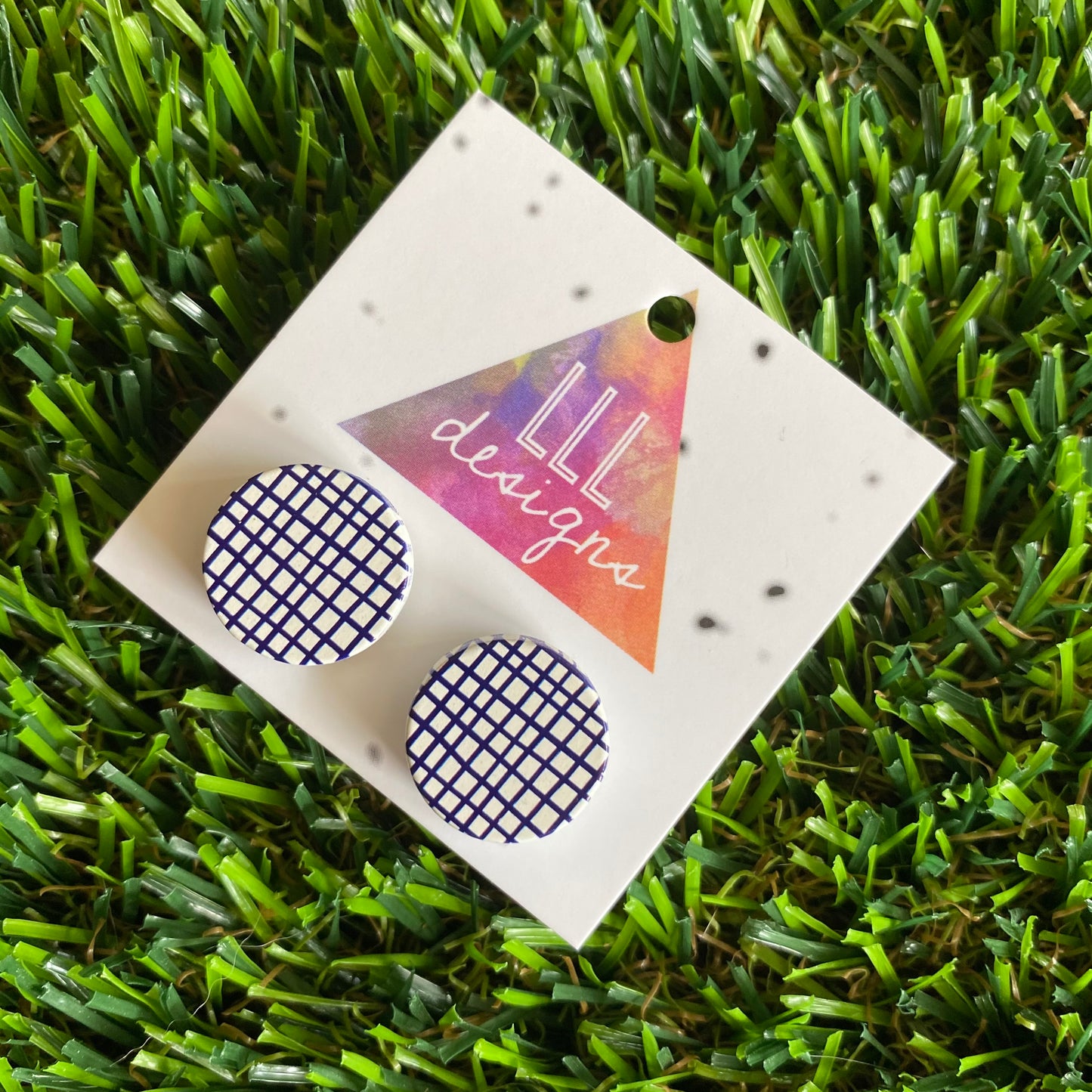 Monochrome Mesh Printed Timber Stud Earrings.