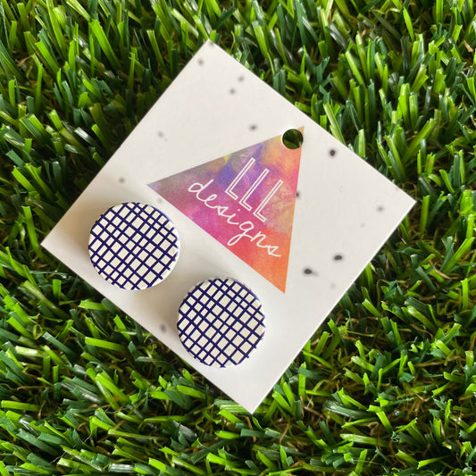 Monochrome Mesh Printed Timber Stud Earrings.