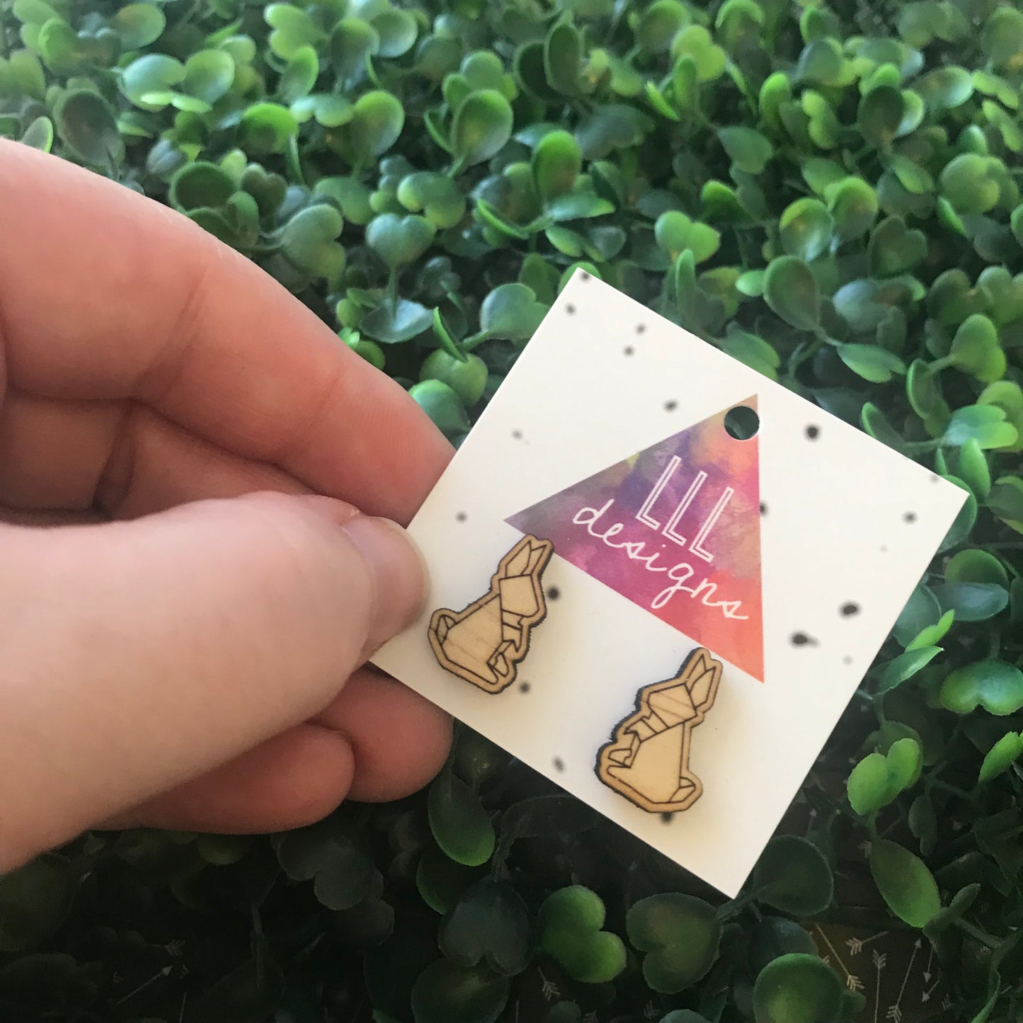 Timber Geometric Bunny Stud Earrings.