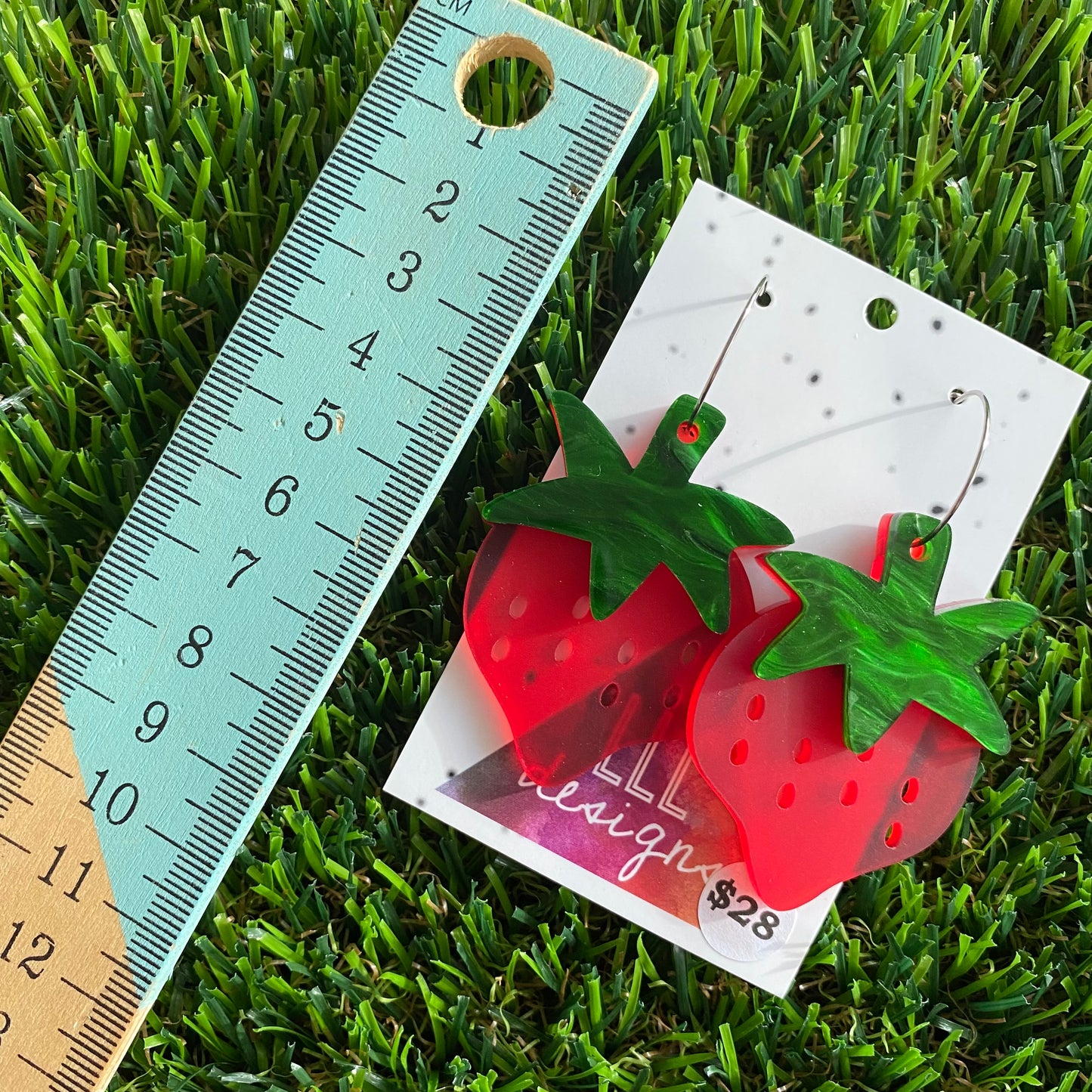 Succulent Strawberry Hoop Dangle Earrings - Fresh and Fruity!