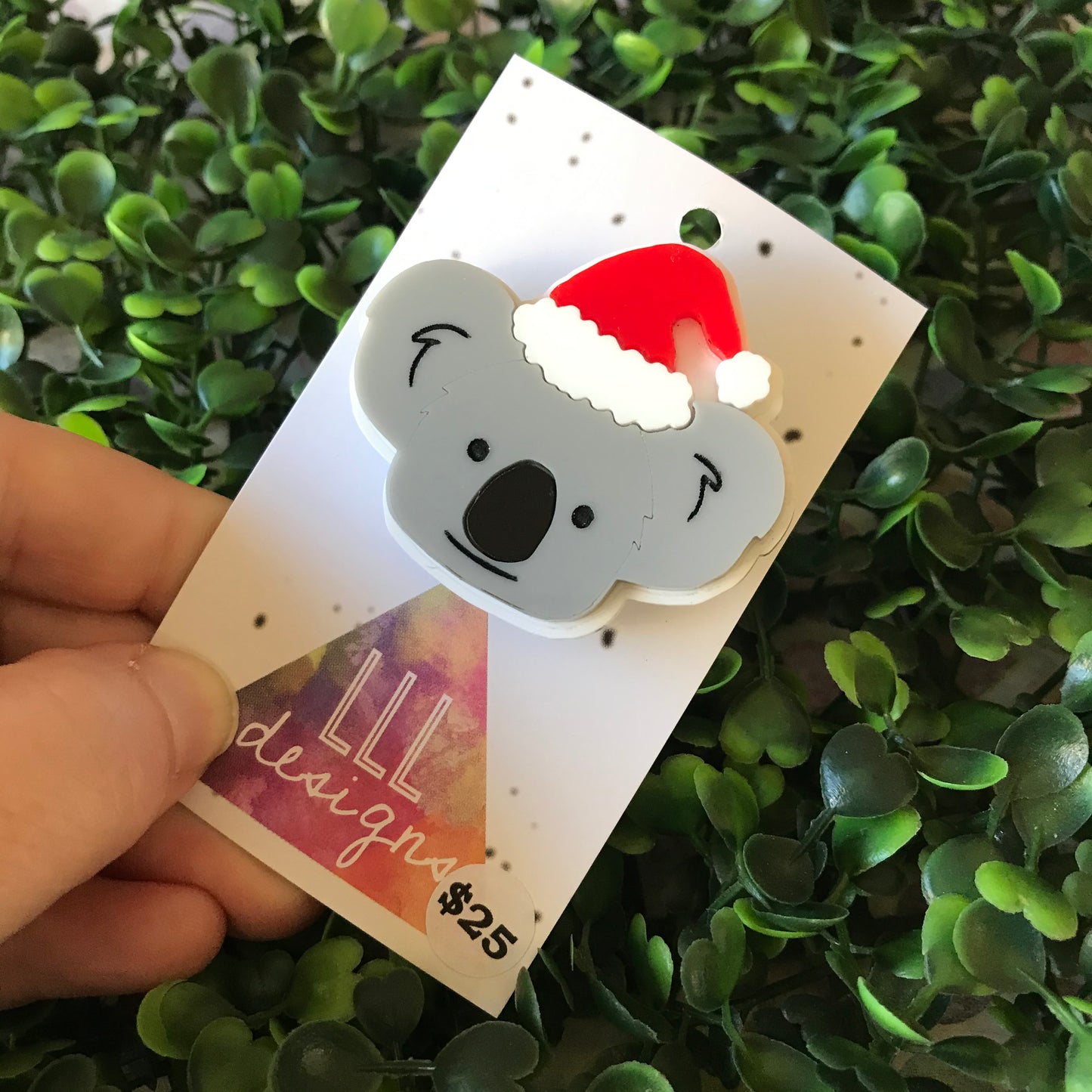 Australian Christmas Koala Brooch - Koala Santa Brooch. Aussie Christmas!