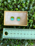 Succulent Earrings - Detailed Hand Painted Bamboo Earrings - Packaged in Recycled Branded Cardboard Gift Box - Available in 3 Stunning Colours.