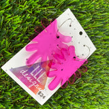 Hot Pink Translucent Splatter Hoop Earrings.