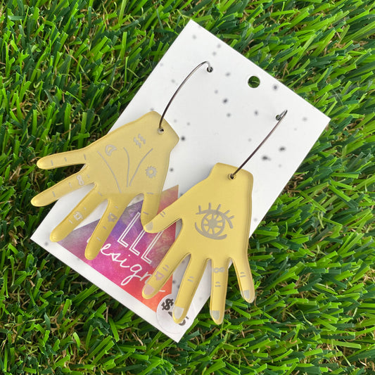 Palmistry Hoop Dangle Earrings - Fortune Teller Earrings