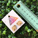 Laser Etched Timber Elephant Stud Earrings.