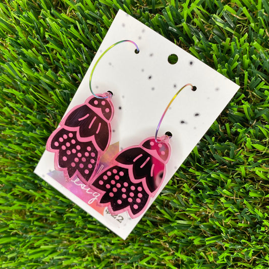 Pink Mirror Blooms on Rainbow Hoops - All Kinds of Fabulous!