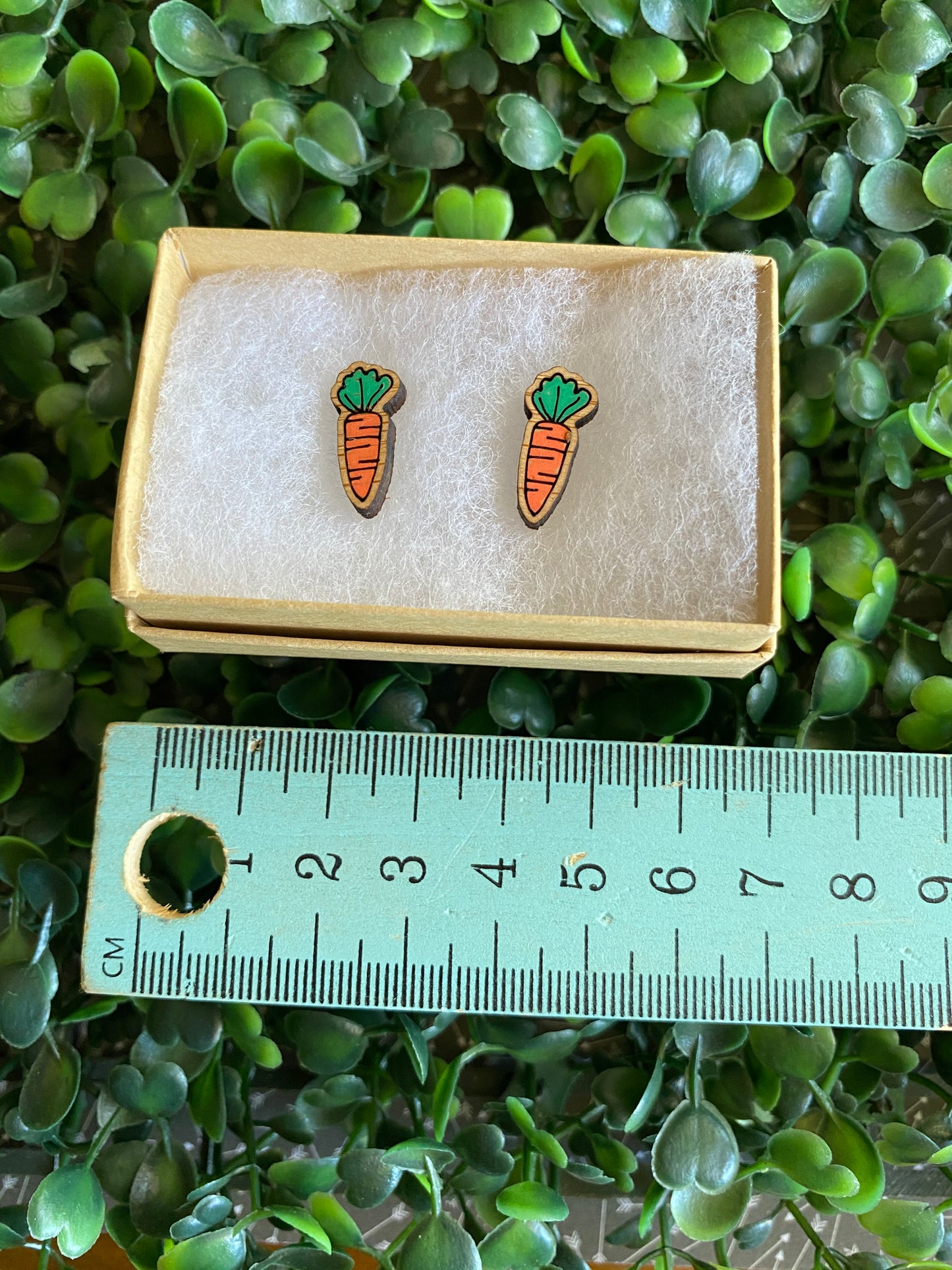 Carrot Earrings - Detailed Hand Painted Bamboo Earrings.