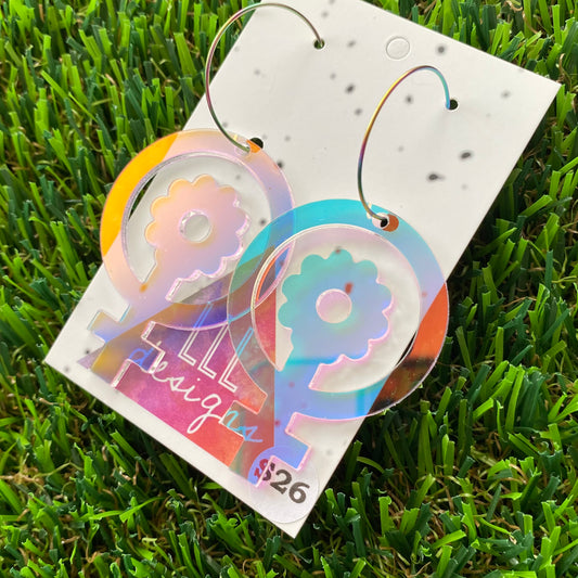Femme Iridescent Hoop Dangle Earrings - Groovy Baby!!!