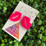 Luscious Lips Earrings - Vibrant Hot Pink Kiss Lip Hoop Dangle Earrings. Blow Kisses everywhere you go :)