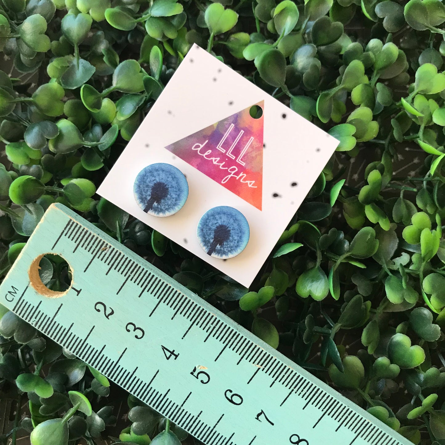 Dandelion Printed Timber Stud Earrings.