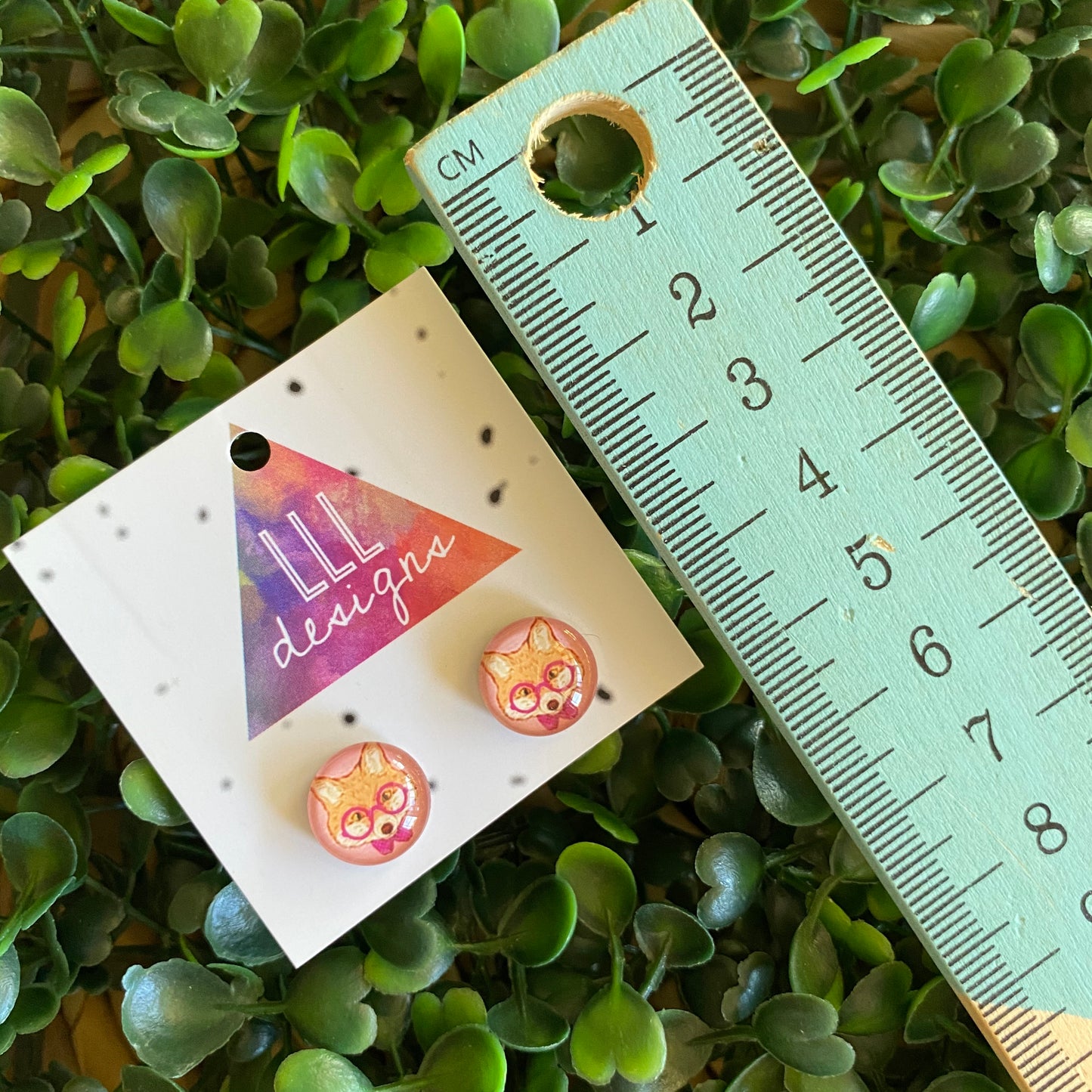 Fox Earrings. Hipster Fox Glass Dome Stud Earrings.