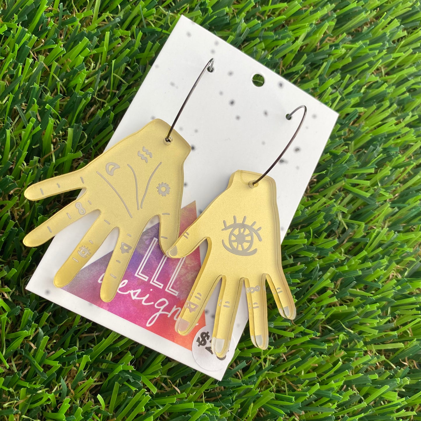 Palmistry Hoop Dangle Earrings - Fortune Teller Earrings