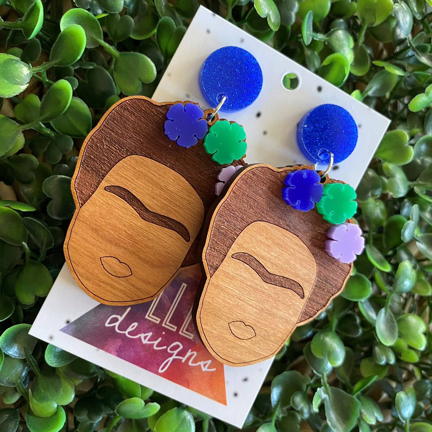 Fabulous Frida Stacked Statement Dangle Earrings. (Blue Edition)