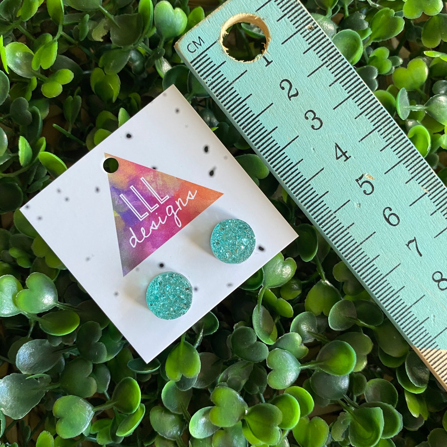 Stunning Mint Faux Druzy Stud Earrings.