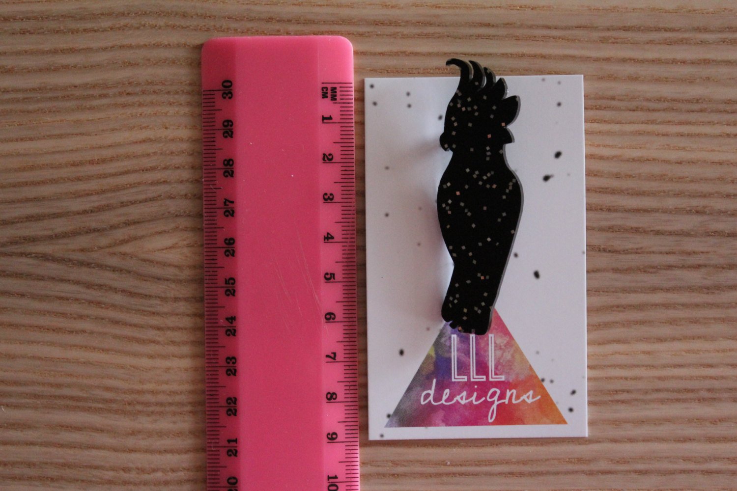 Black Cockatoo Brooch - Badge. Sparkle Black Cockatoo Brooch. Glitter Brooch. Life's too short to wear boring Jewellery. Quirky & Fun Design