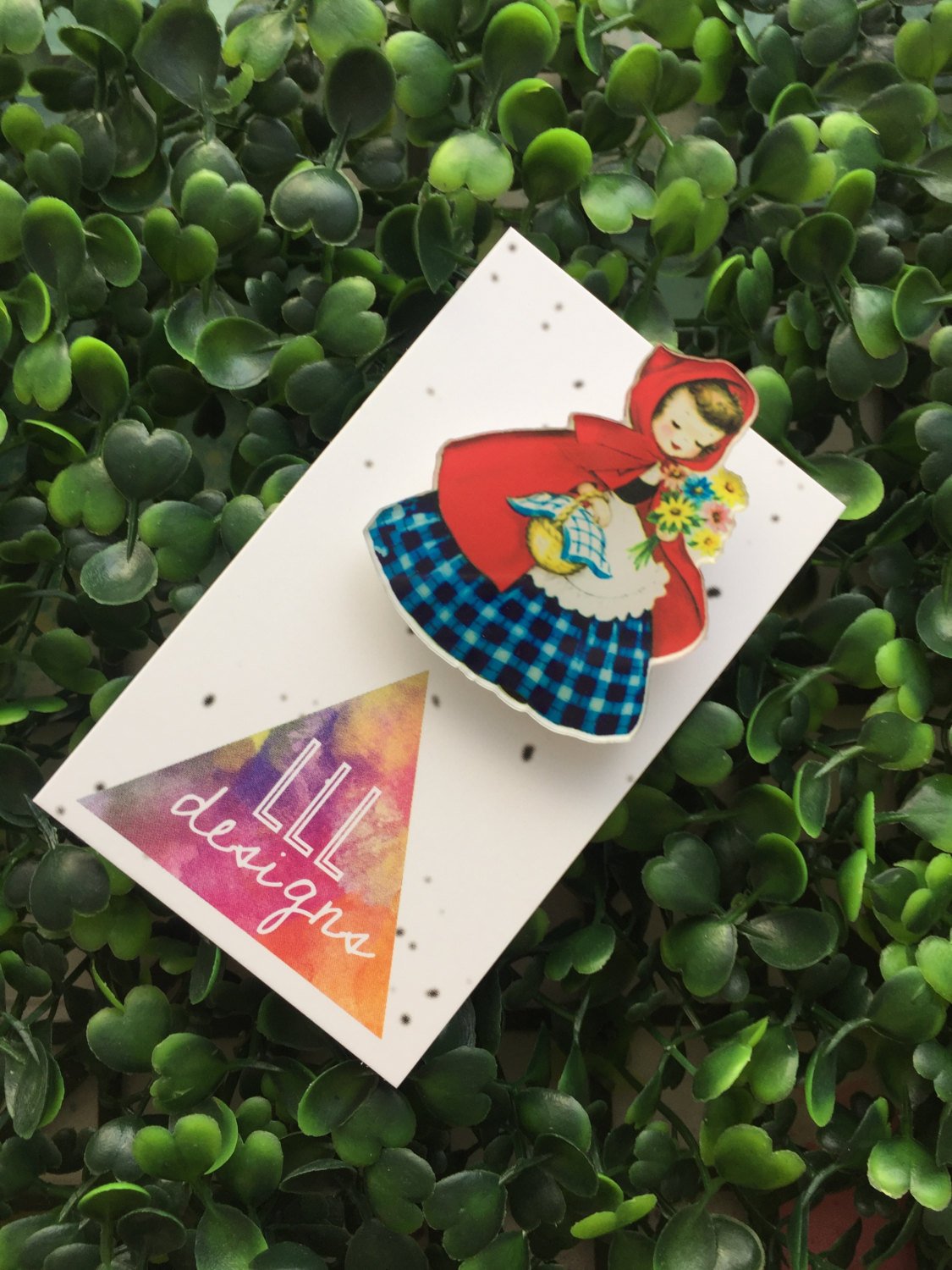 Little Red Riding Hood Brooch. Vintage Style Brooch. Handmade Brooch. Cute Brooch. Life's too short to wear boring Jewellery.