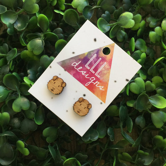Gorgeous Guinea pig Earrings. Super Cute Hamster Stud Earrings. Life's too short to wear boring Jewellery. Etched Bamboo Earrings. Quirky.