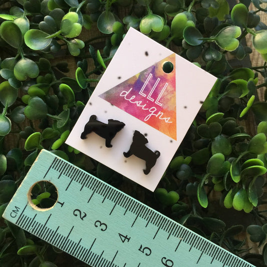 Tiny Pug Dog Studs/Earrings. Puppy love. Perfectly pug. I love Pugs. Pug Mum. Life's too short to wear boring Jewellery.