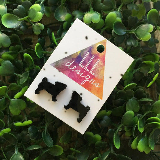 Tiny Pug Dog Studs/Earrings. Puppy love. Perfectly pug. I love Pugs. Pug Mum. Life's too short to wear boring Jewellery.