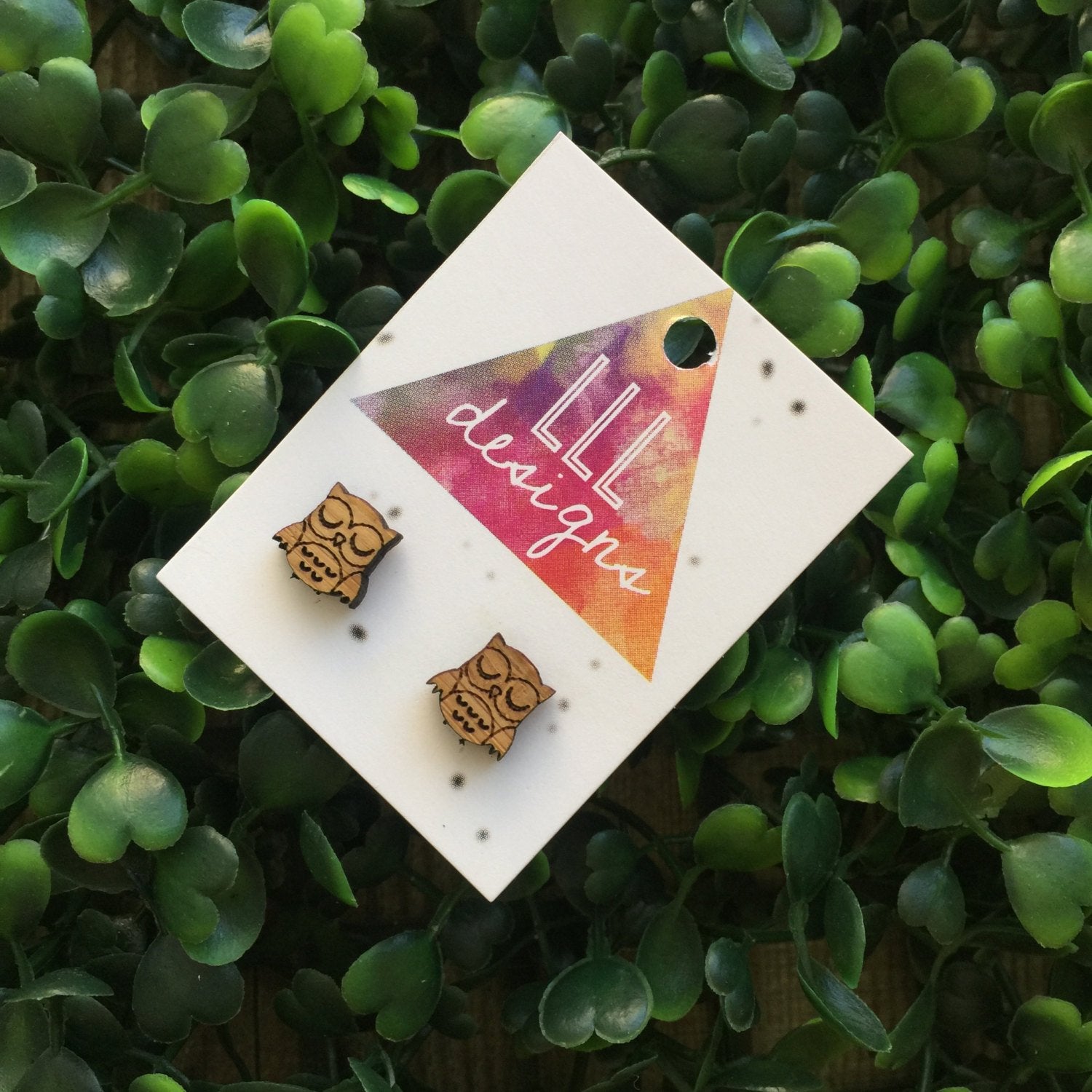 Super Cute & Tiny Laser Cut Bamboo Owl Earrings/Studs. Animal Earrings/Studs. Cute Earrings. Life's too short to wear boring Jewellery.