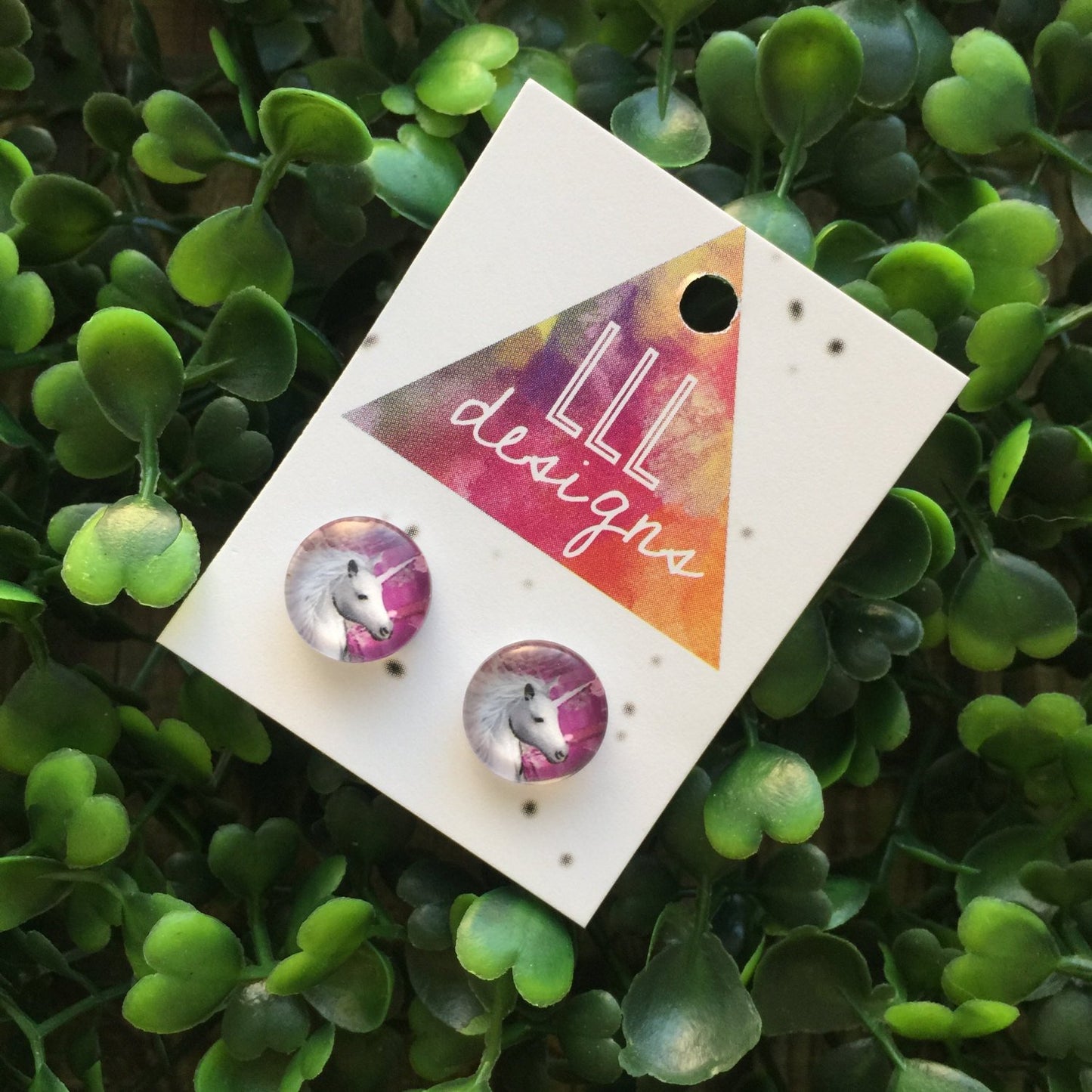 Purple Unicorn Glass Dome Stud Earrings. I love Unicorns! Unicorns Rock. Life's too short to wear boring Jewellery. Quirky fun Earrings.