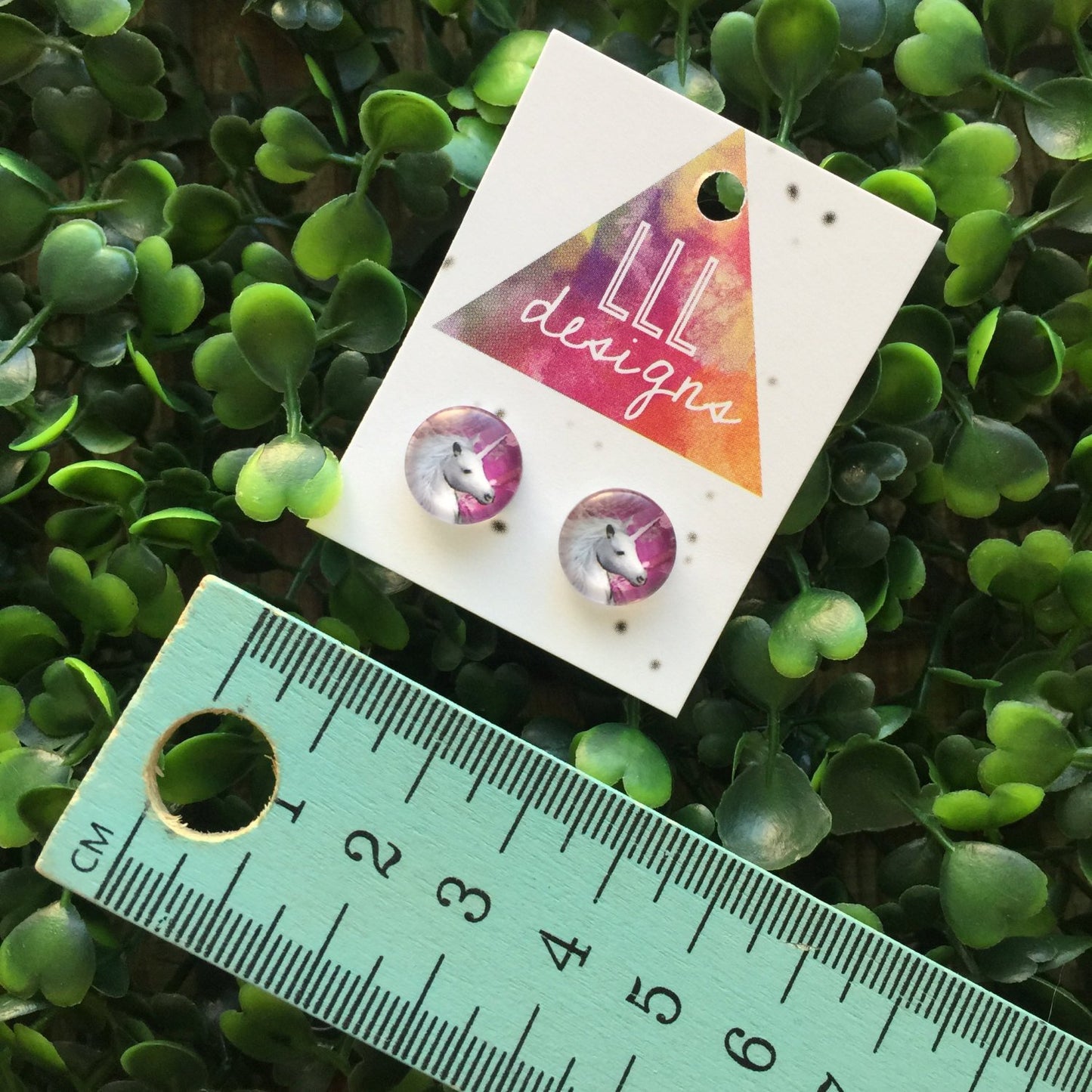 Purple Unicorn Glass Dome Stud Earrings. I love Unicorns! Unicorns Rock. Life's too short to wear boring Jewellery. Quirky fun Earrings.