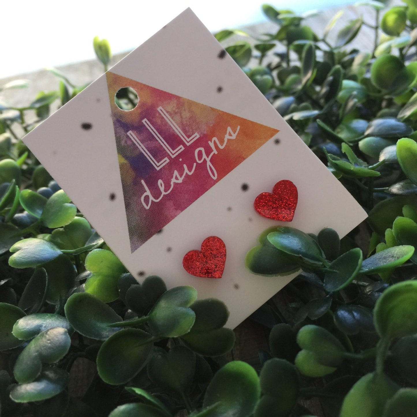 Red Glitter Tiny Love Heart Earrings. Heart Earrings. Gorgeous Glitter Earrings. Small Earrings. Life's too short to wear boring Jewellery.