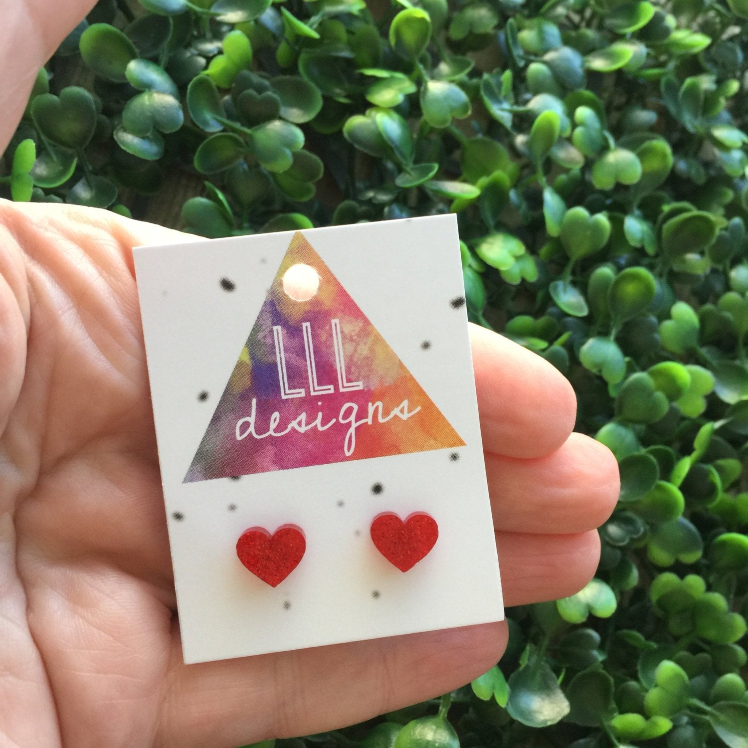 Red Glitter Tiny Love Heart Earrings. Heart Earrings. Gorgeous Glitter Earrings. Small Earrings. Life's too short to wear boring Jewellery.