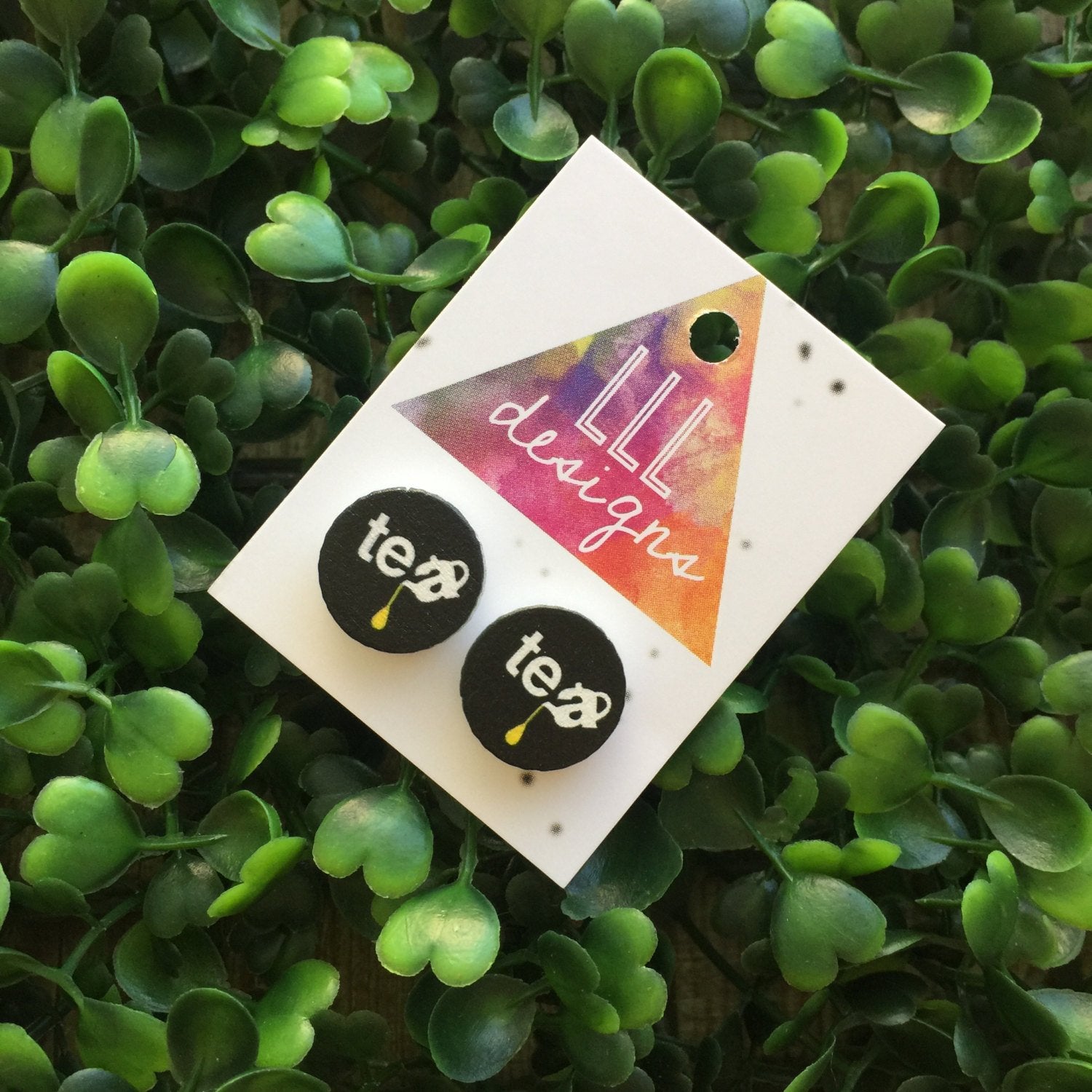 Printed Timber Stud Earrings. (tea timber) Life's too short too wear boring Jewellery. Quirky and fun earrings. Australian Business.