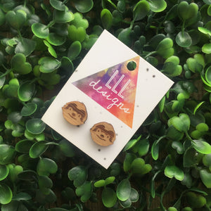 Super Cute Little Sloth Face Stud Earrings. Sloth Earrings. Quirky Bamboo Earrings. Liven up your lobes!