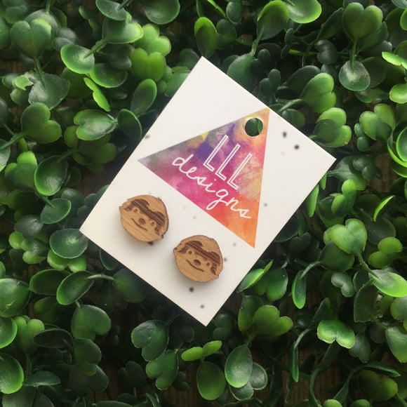 Super Cute Little Sloth Face Stud Earrings. Sloth Earrings. Quirky Bamboo Earrings. Liven up your lobes!