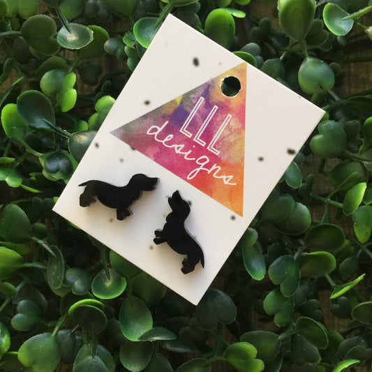 Super Cute Dachshund Studs / Earrings. Puppy love. Sausage Dog love. Dachshunds rock. Dachshunds Rule. Laser Cut Earrings. Handmade Studs.