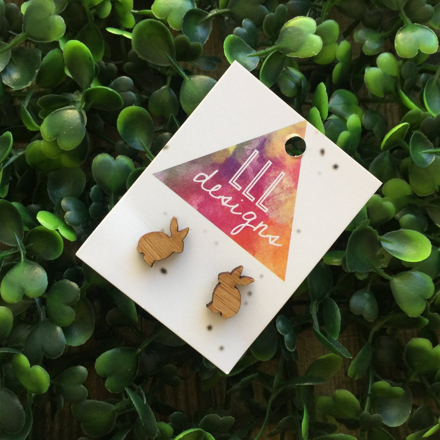 Beautiful Bamboo Bunny Earrings. Bunny Studs. Super Cute Bunny. Life's too short to wear boring Jewellery.