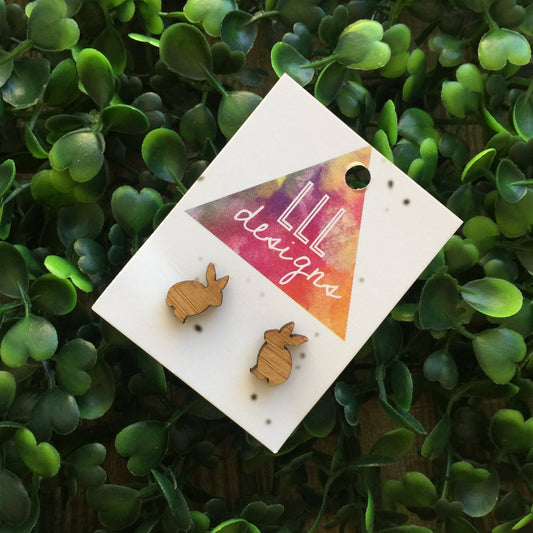 Beautiful Bamboo Bunny Earrings. Bunny Studs. Super Cute Bunny. Life's too short to wear boring Jewellery.