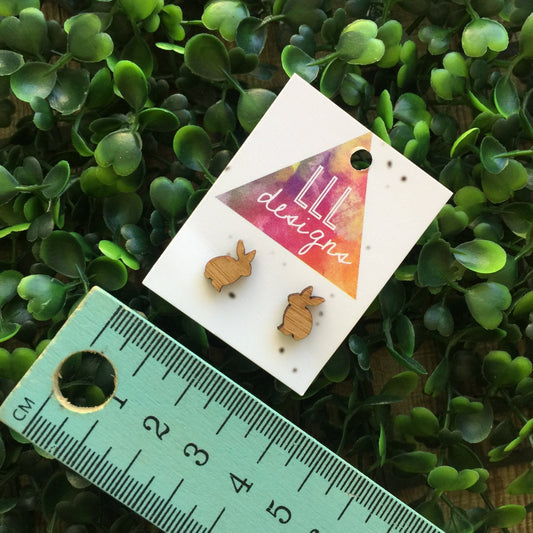 Beautiful Bamboo Bunny Earrings. Bunny Studs. Super Cute Bunny. Life's too short to wear boring Jewellery.
