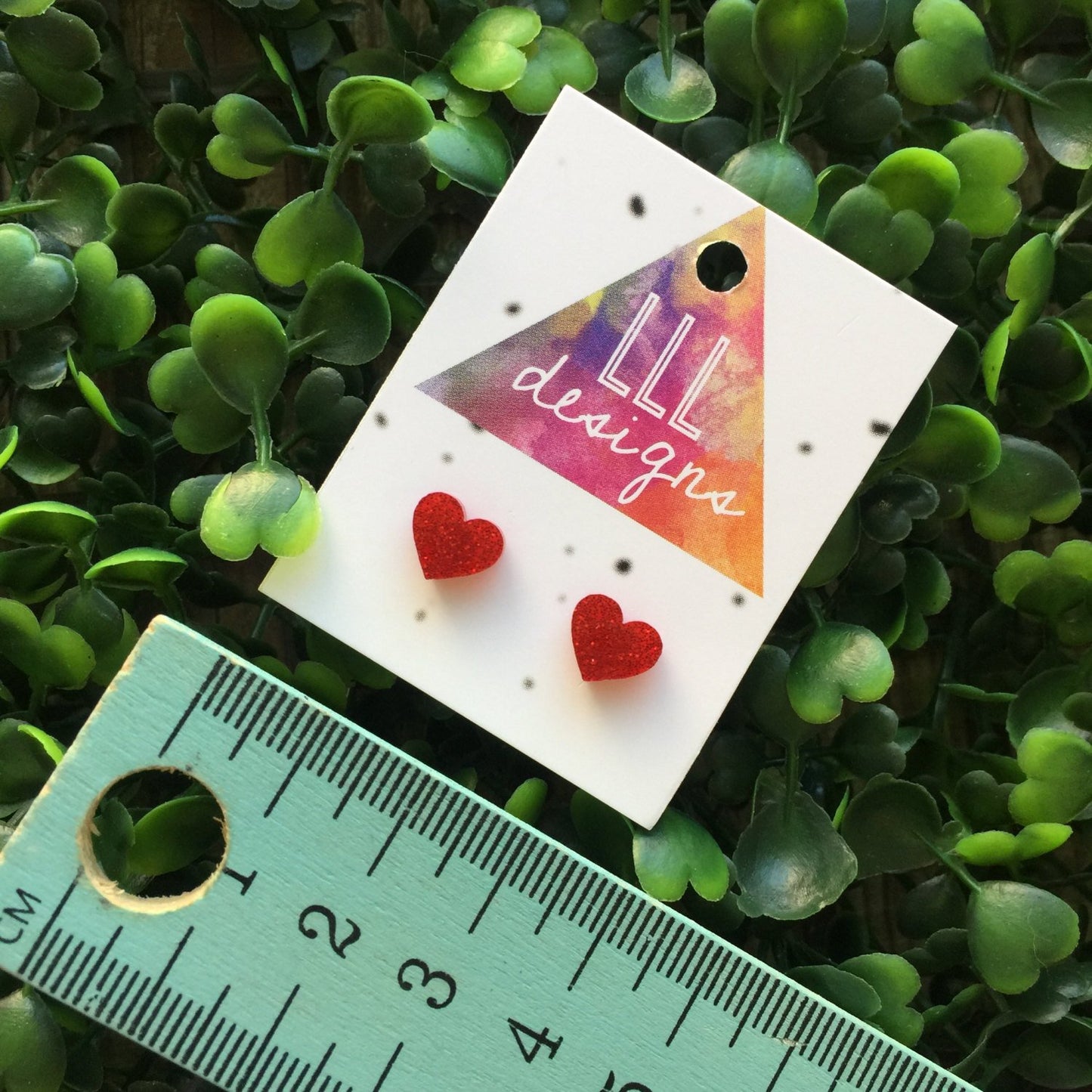 Red Glitter Tiny Love Heart Earrings. Heart Earrings. Gorgeous Glitter Earrings. Small Earrings. Life's too short to wear boring Jewellery.