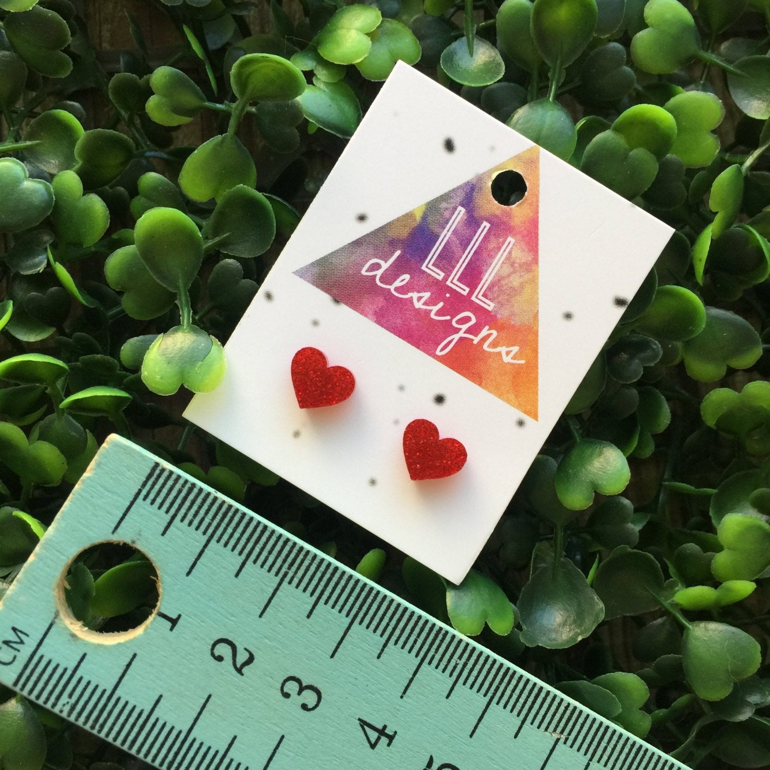 Red Glitter Tiny Love Heart Earrings. Heart Earrings. Gorgeous Glitter Earrings. Small Earrings. Life's too short to wear boring Jewellery.