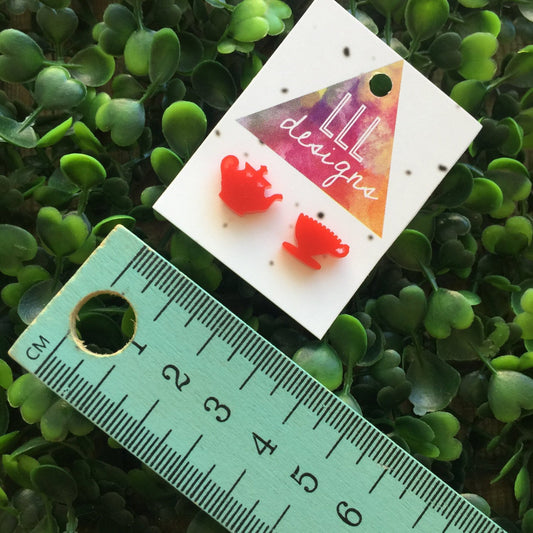 Totes Cute Tiny Tea Set Stud Earrings. Let's have a tea party. Tea for one. Quirky Earrings. Life's too short to wear boring Jewellery.