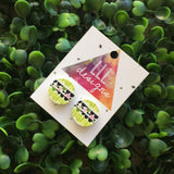 Printed Timber Stud Earrings. (Grn Scallops) Life's too short too wear boring Jewellery. Quirky and fun earrings. Australian Business.