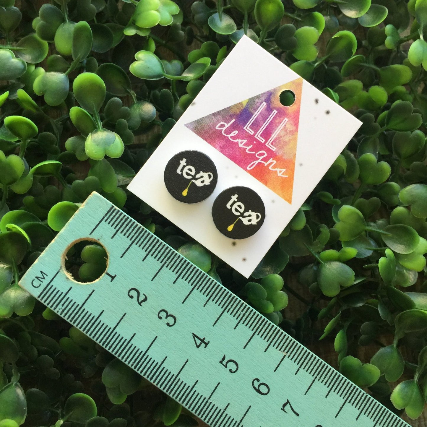 Printed Timber Stud Earrings. (tea timber) Life's too short too wear boring Jewellery. Quirky and fun earrings. Australian Business.