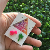 Flipping Fancy Flamingo Mix Match Earrings. Glorious Glitter Green Palm Tree Earrings. Totes Tropical Earrings. Mix it up!