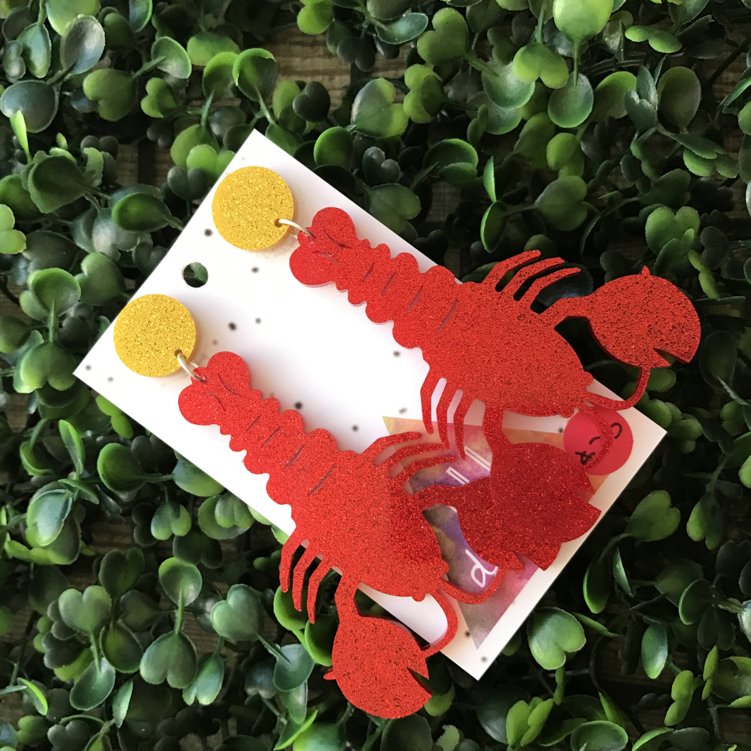 Living Large Lobster Statement Dangles - MEGA Size!!! Glorious Glitter Drop Earrings. Bold & Quirky Earrings.
