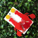 Living Large Lobster Statement Dangles - MEGA Size!!! Glorious Glitter Drop Earrings. Bold & Quirky Earrings.