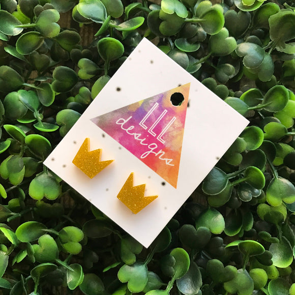 Crown Earrings. King of the Castle Stud Earrings. Glitter Crown Studs. Quirky Crown Earrings! Life's too short to wear boring Jewellery!!!!!